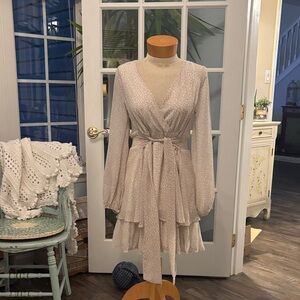 Elegant Cream Wrap Dress